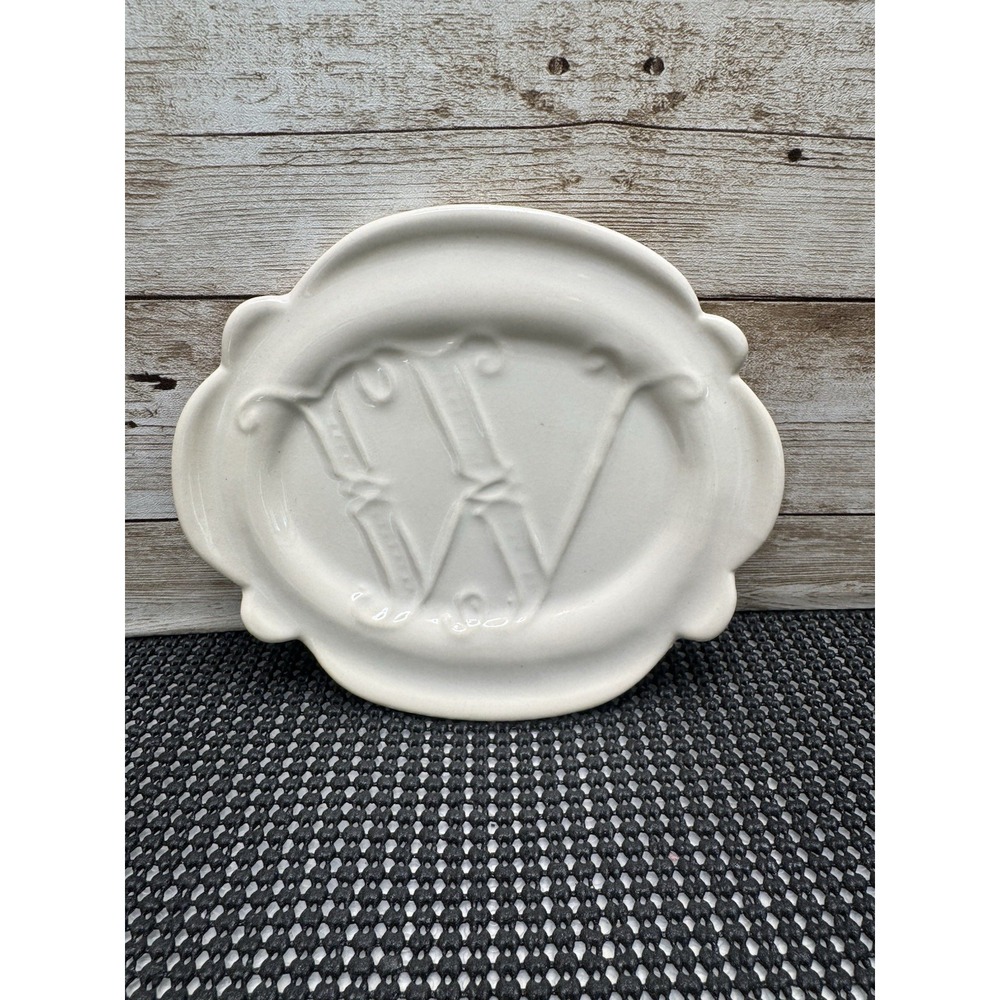 Pottery Barn A-Z Dishes Letter K Tidbit Dish Square Plate Ivory Retired